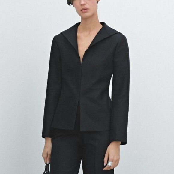 Massimo Dutti Women Suit Jacket Blazer EU 34 US 2 Black Limited Ed 6038/555 NWT - Picture 1 of 16